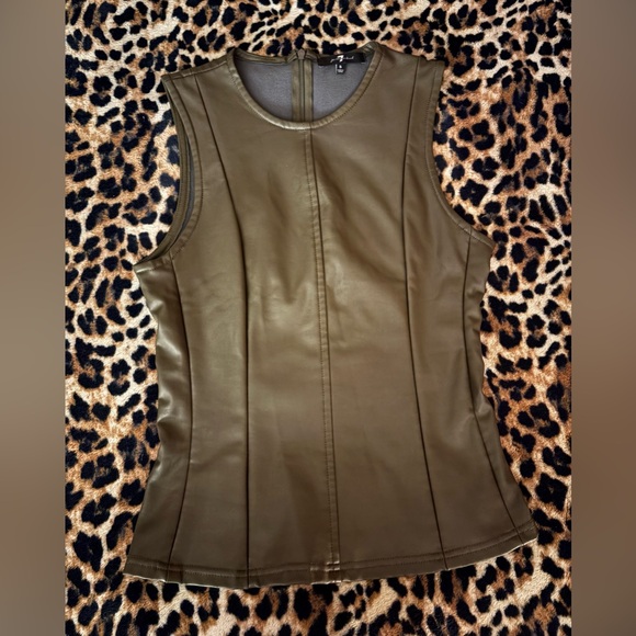 7 For All Mankind Olive Leather Tank Top - Picture 1 of 4